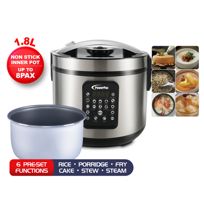 PowerPac 1.8L Digital Rice Cooker / Multi Cooker (PPRC38B)
