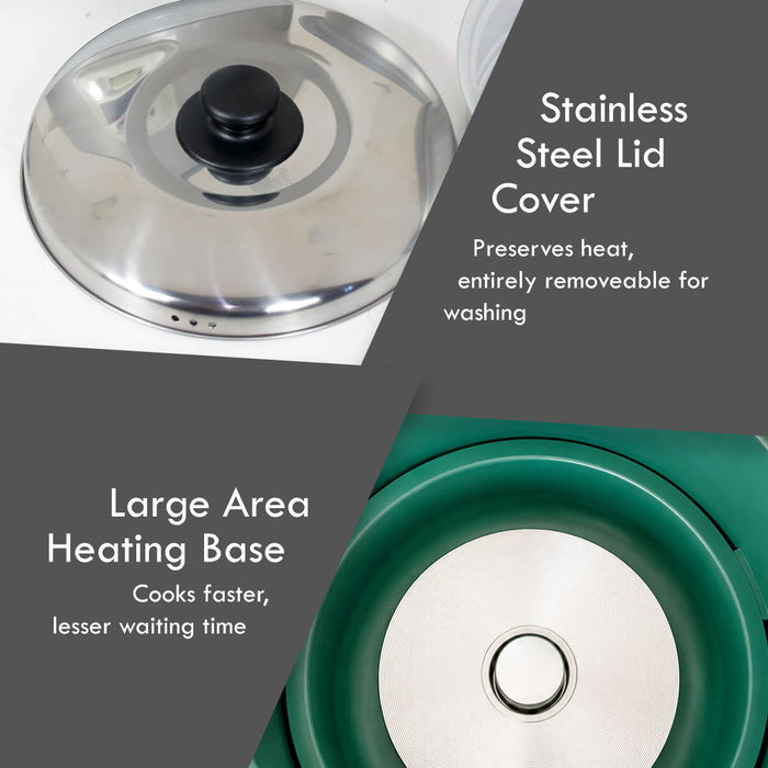 PowerPac 1.8L Rice Cooker with Aluminium Inner Pot and  Steamer (PPRC8) Green