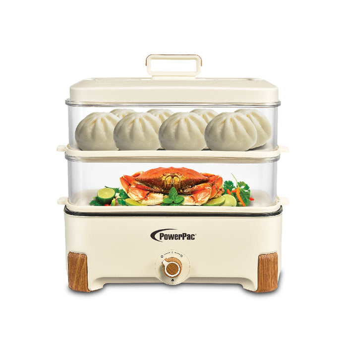 PowerPac 2in1 Multi function 2 Tier Food Steamer & Steamboat, Non-stick Inner Pot, 17L (PPS705)