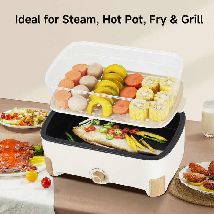 PowerPac 2in1 Multi function 2 Tier Food Steamer & Steamboat, Non-stick Inner Pot, 17L (PPS705)