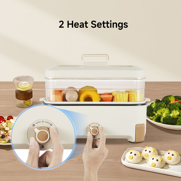 PowerPac 2in1 Multi function 2 Tier Food Steamer & Steamboat, Non-stick Inner Pot, 17L (PPS705)