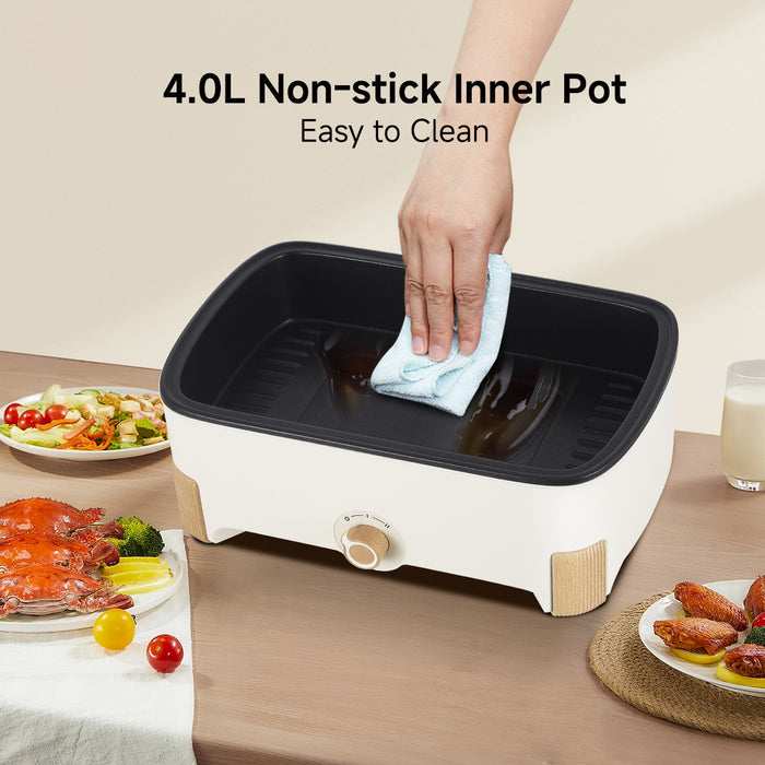 PowerPac 2in1 Multi function 2 Tier Food Steamer & Steamboat, Non-stick Inner Pot, 17L (PPS705)