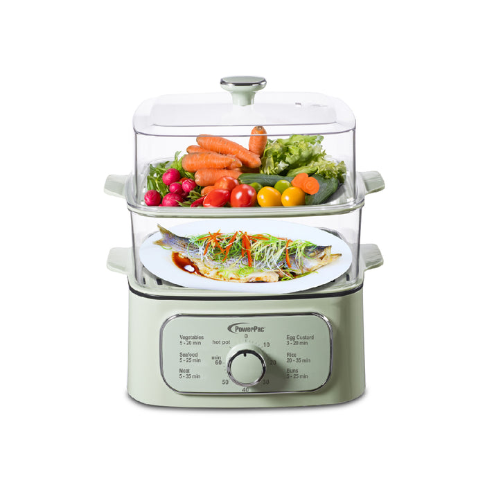 PowerPac 2in1 Multi function 2 Tier Food Steamer & Steamboat, Non-stick Inner Pot, 9.2L (PPS704)