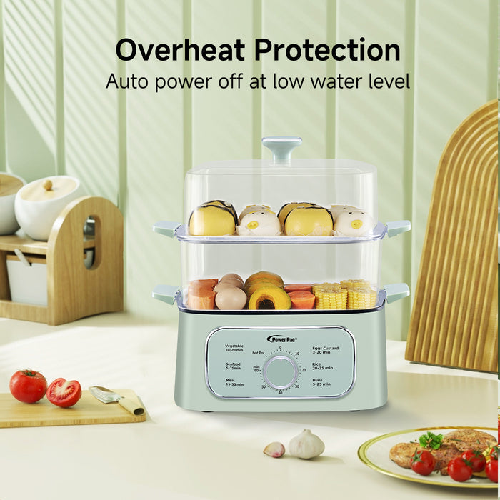 PowerPac 2in1 Multi function 2 Tier Food Steamer & Steamboat, Non-stick Inner Pot, 9.2L (PPS704)