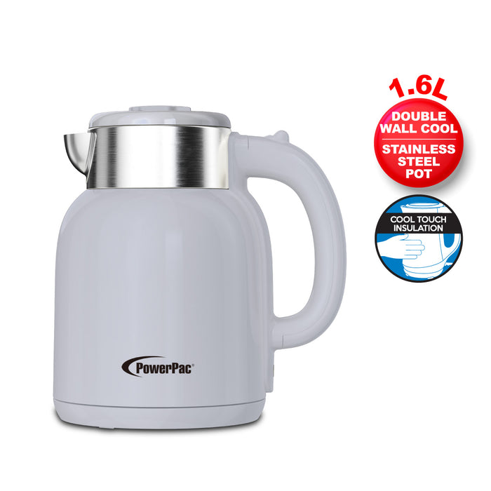 Powerpac Cordless Kettle Jug, Electric Kettle Jug 1.6L Cool Touch Insulation (PPJ2010A)