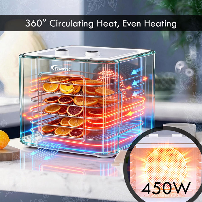 PowerPac Food Dehydrator, Electric Food Dryer Machine for Home Commercial Multi Tier (PPT512)