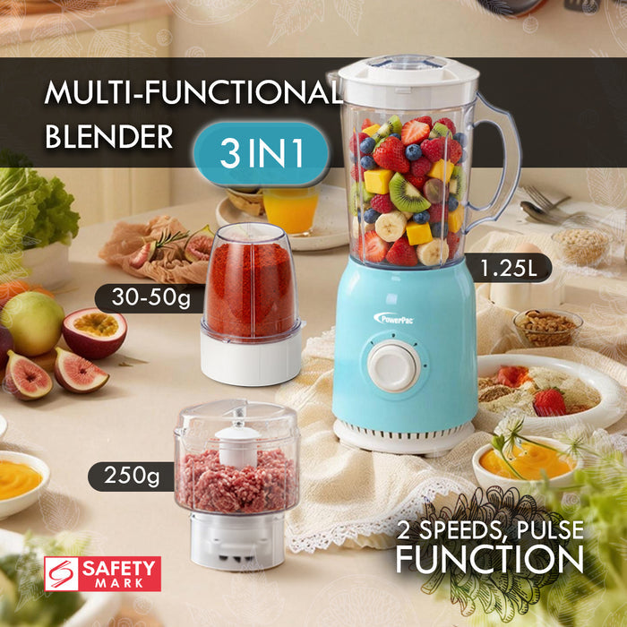 PowerPac High Power Blender, 3 IN 1 Multi-functional Blender with Dry Mill, Meat Mincer (PPBL678)