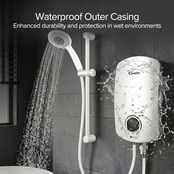 PowerPac Instant Water Heater with Shower Set, Shower Heater 2.5L/Min, 3300W (PPW717)