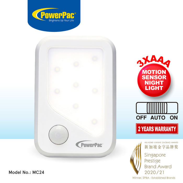 PowerPac LED Night Light with Motion Sensor Light, bathroom & living room Energy saving lighting lamp (MC24)