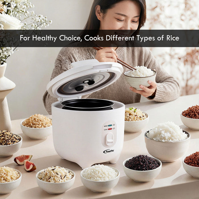 PowerPac Mini Rice Cooker, Personal Rice Cooker 0.5L with non-stick Inner Pot (PPRC607) Ivory