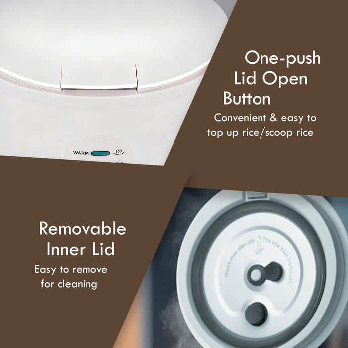 PowerPac Mini Rice Cooker, Personal Rice Cooker 0.5L with non-stick Inner Pot (PPRC607) Ivory