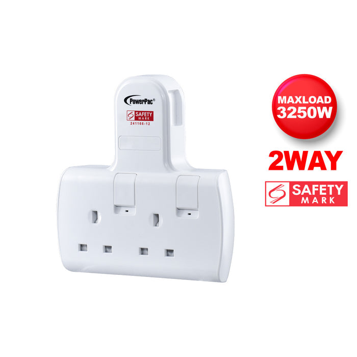 PowerPac Multi Plug Extension Adapter with 2 Way adapter, 2 Way Socket Adaptor (PP272WH)