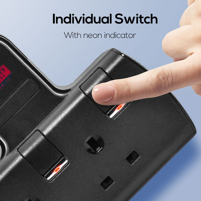 PowerPac Multi Plug Extension Adapter with 2 Way adapter, 2 Way Socket Adaptor (PP272BK)