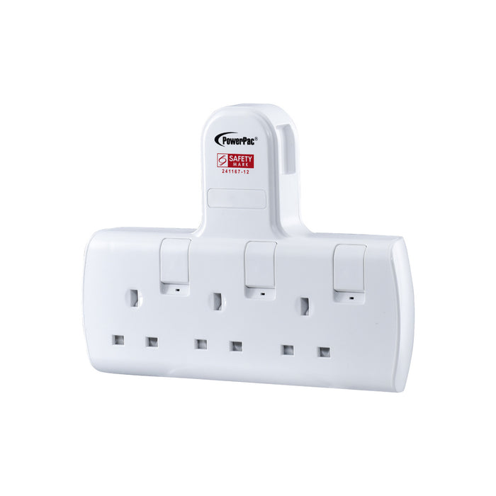 PowerPac Multi Plug Extension Adapter with 3 Way adapter, 3 way Socket Adaptor (PP273)
