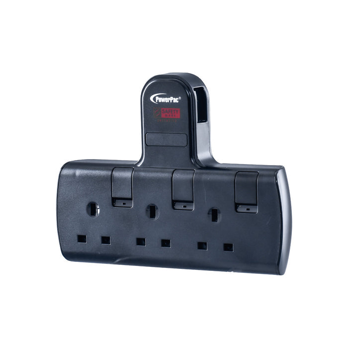 PowerPac Multi Plug Extension Adapter with 3 Way adapter, 3 way Socket Adaptor (PP273BK)