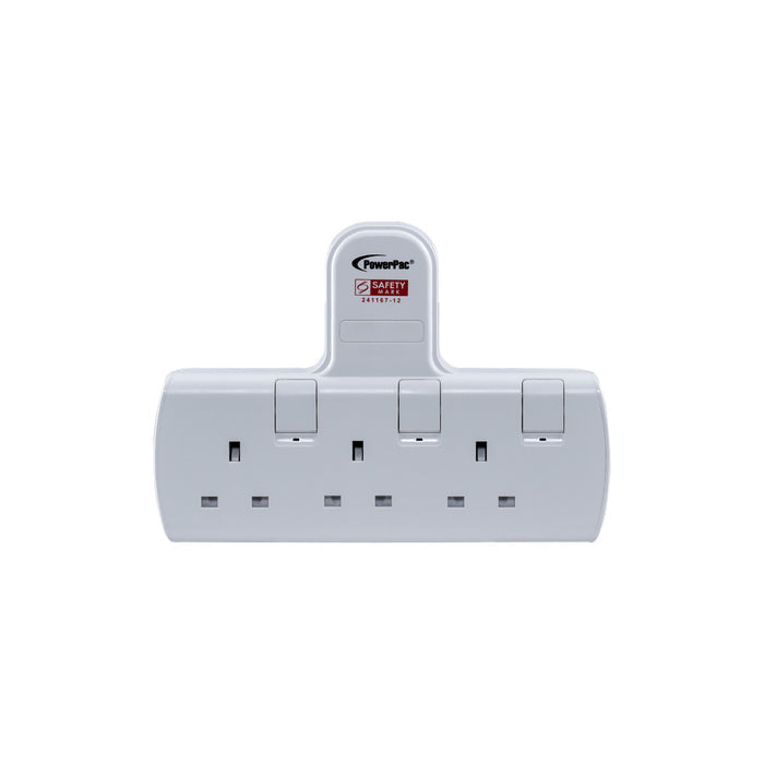 PowerPac Multi Plug Extension Adapter with 3 Way adapter, 3 way Socket Adaptor (PP273)