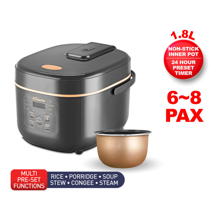 PowerPac Multi-Purpose Digital Rice Cooker 1.8L with Non-stick Inner Pot (PPRC538)