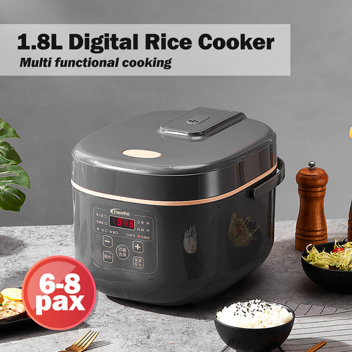 PowerPac Multi-Purpose Digital Rice Cooker 1.8L with Non-stick Inner Pot (PPRC538)