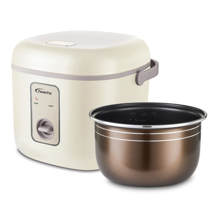 PowerPac Rice Cooker 0.8L with non-stick Inner Pot (PPRC610)  Ivory