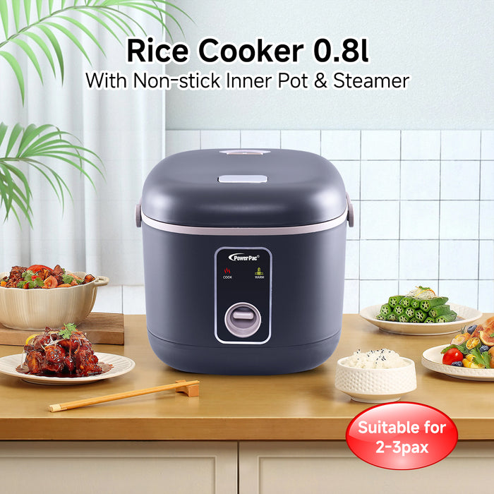 PowerPac Rice Cooker 0.8L with non-stick Inner Pot (PPRC610)  Ivory