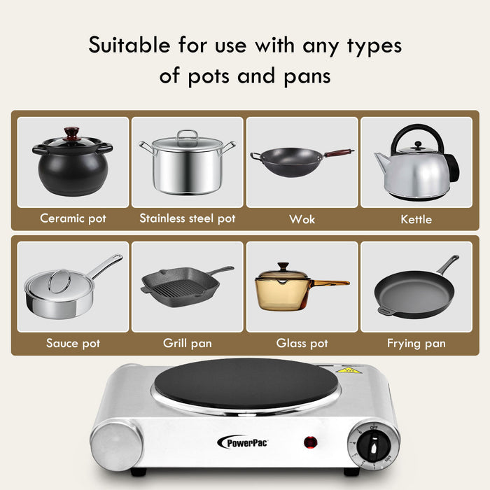 PowerPac Single Stove, Ceramic Cooker, Infrared Cooker, Any Pot Cooker 1250W (PPIC861)