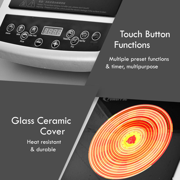 PowerPac Steamboat Induction Cooker, 7 Preset Functions, 1800W (PPIC848ANP)