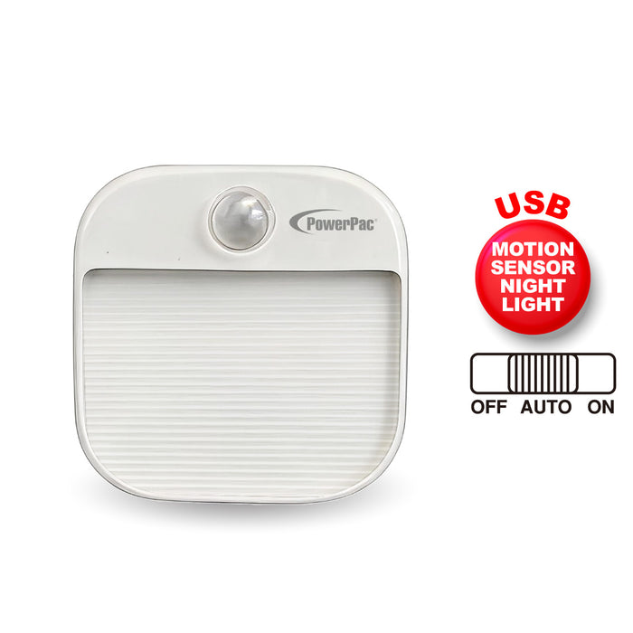 PowerPac USB LED Night Light with Motion Sensor Light, bathroom & living room Energy saving lighting lamp (MC25)