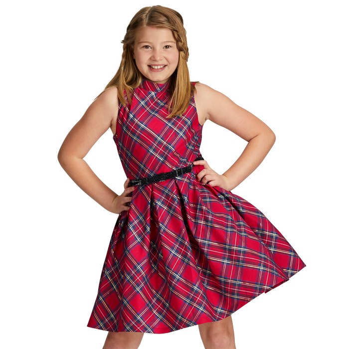 Pretty Plaid Christmas Dress for Girls