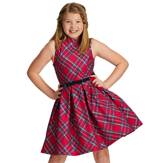 Pretty Plaid Christmas Dress for Girls