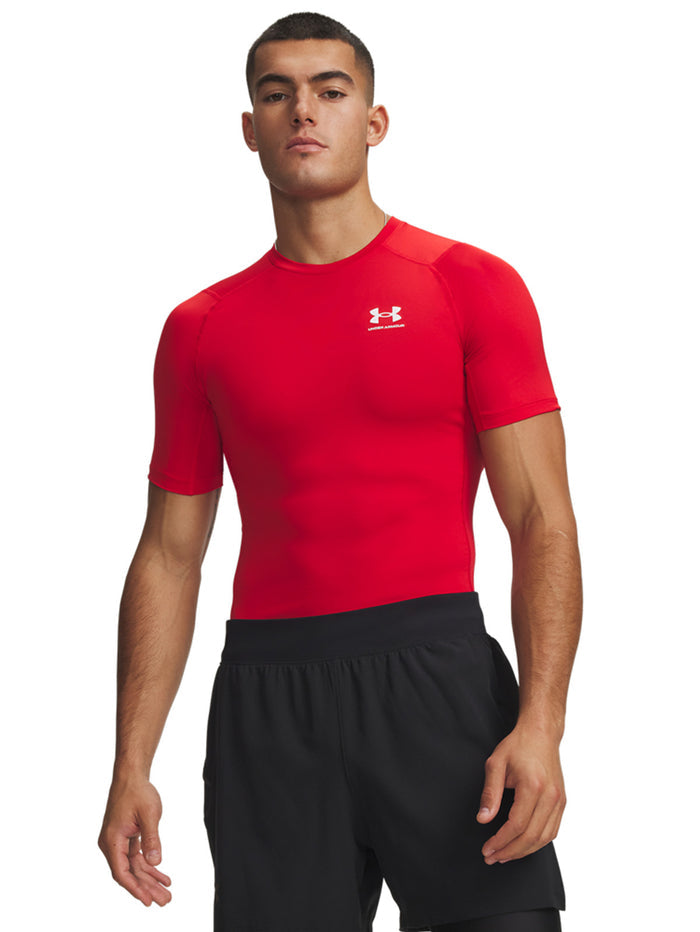 Primera capa superior HeatGear Armour Compression Manga Corta Hombre Rojo