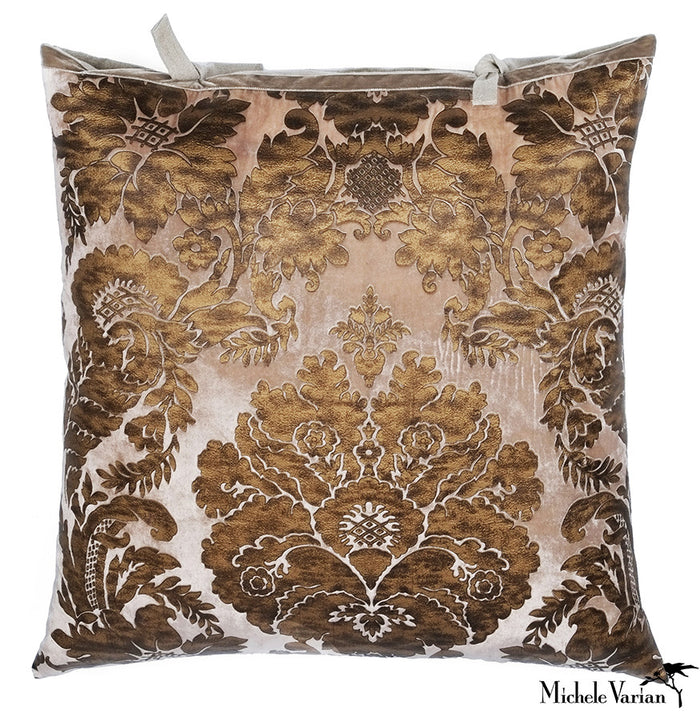 Printed Velvet Pillow Tapestry Beige 26x26