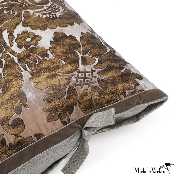 Printed Velvet Pillow Tapestry Beige 26x26