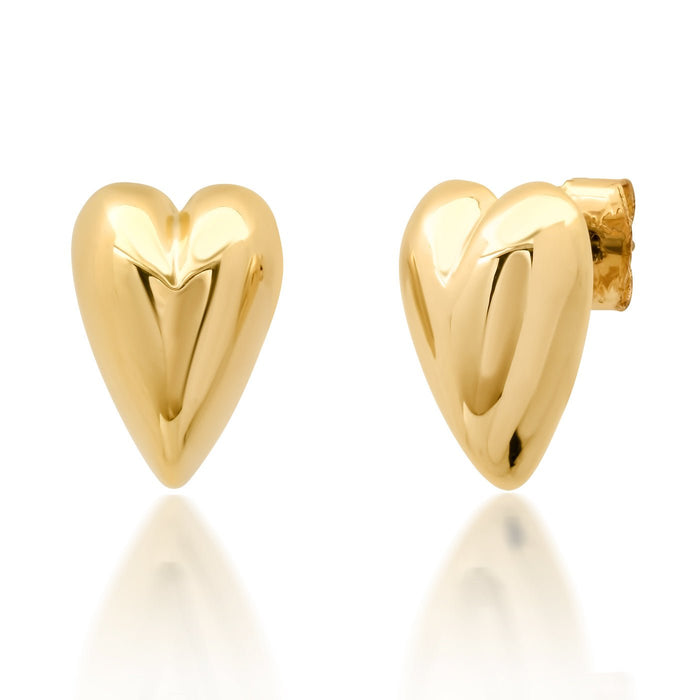 Puffy Heart Studs in Gold