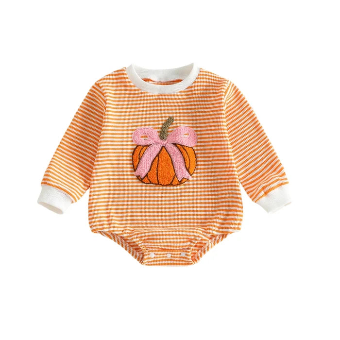 PUMPKIN Bowtie Striped Long-Sleeve