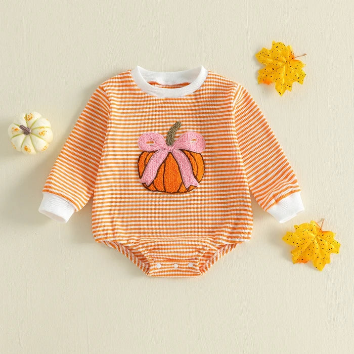PUMPKIN Bowtie Striped Long-Sleeve