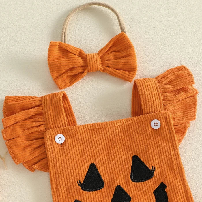 PUMPKIN Corduroy Bowtie Romper
