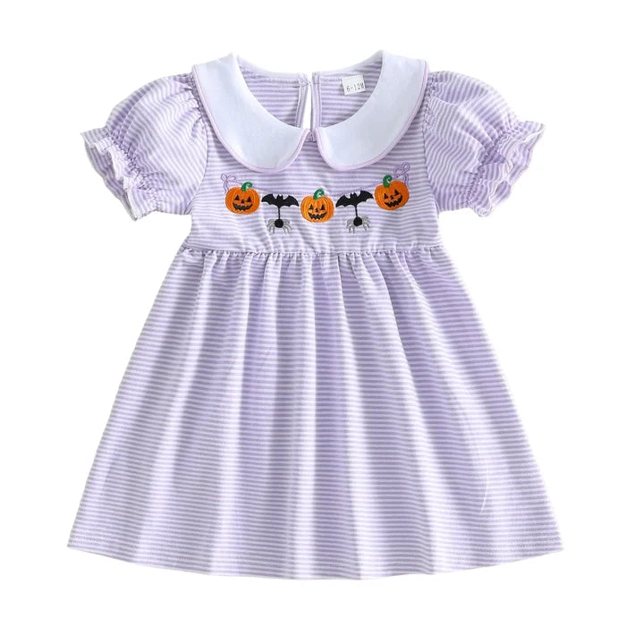 PUMPKIN & SPIDERS Striped Dress