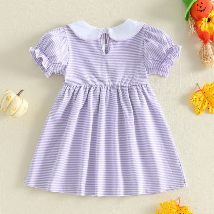 PUMPKIN & SPIDERS Striped Dress