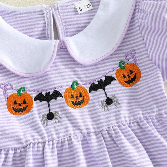 PUMPKIN & SPIDERS Striped Dress