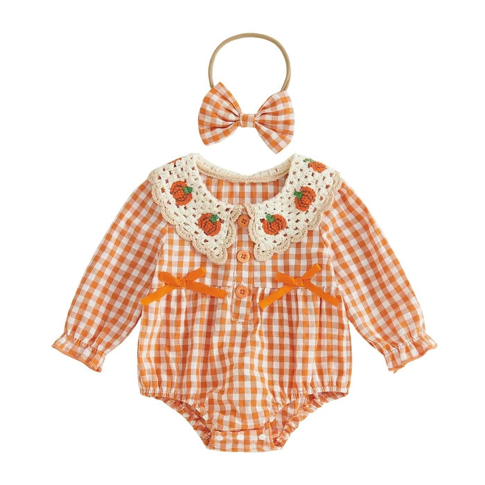 PUMPKINS Crochet Collar Romper