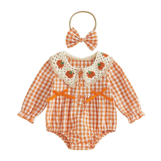 PUMPKINS Crochet Collar Romper