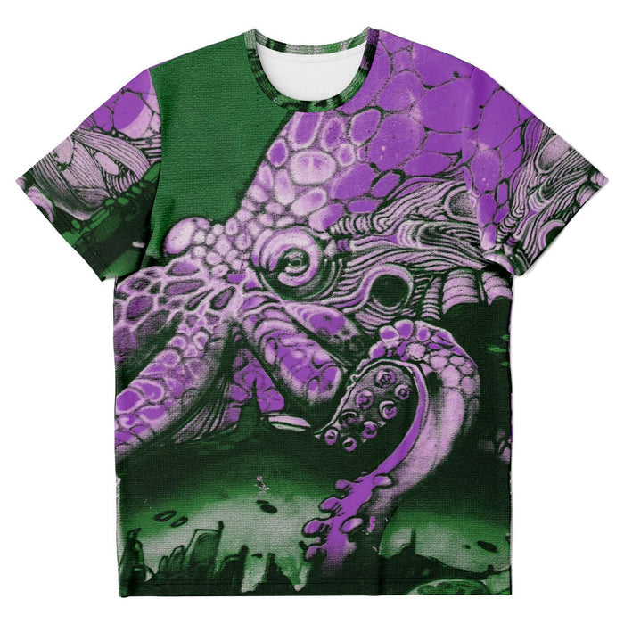 Purple Urban Octopus | Extraterrestrial Octopus | Dystopian Squid All-Over-Print Trippy T-Shirt