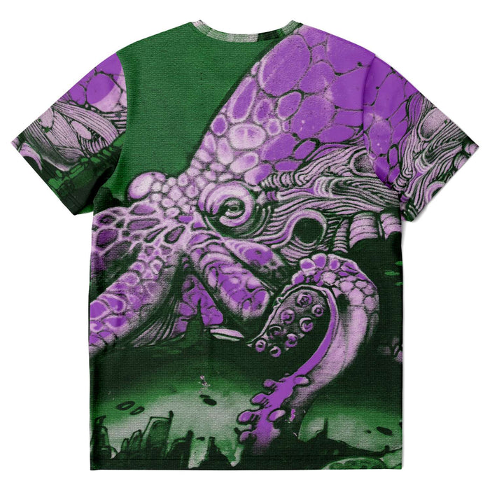 Purple Urban Octopus | Extraterrestrial Octopus | Dystopian Squid All-Over-Print Trippy T-Shirt