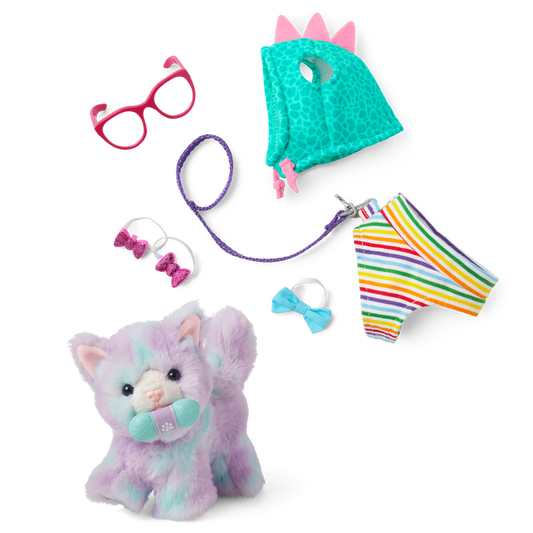 Purrpley Pink Kitty Cat for 18-inch Dolls & Fancy Pet Fashion Accessories