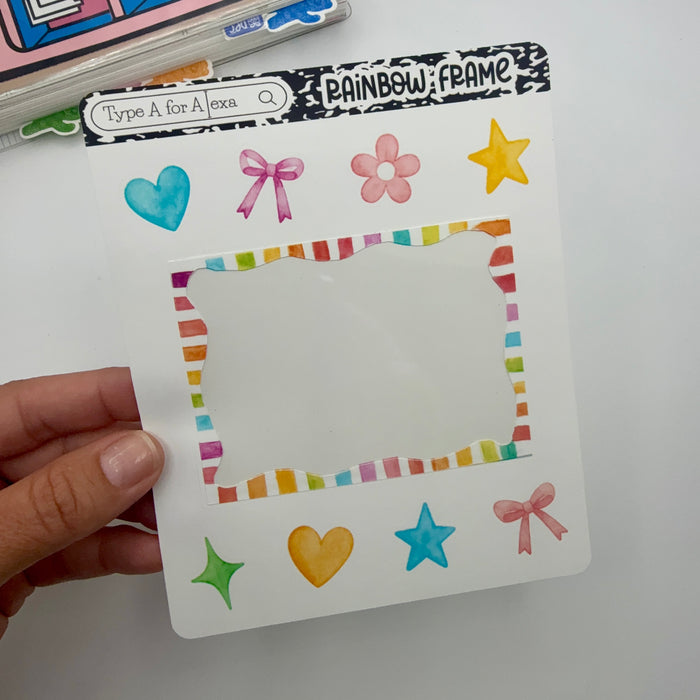 Rainbow Border Jumbo Journaling Sticker Frame