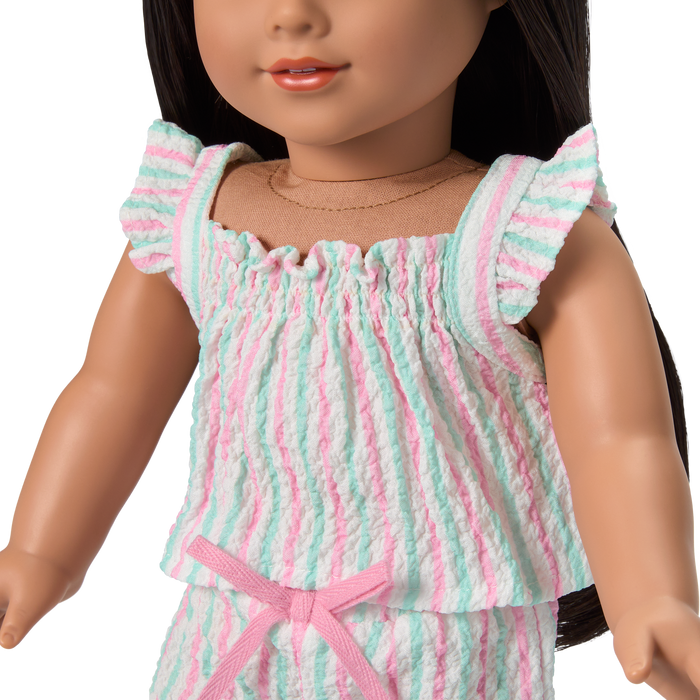 Raquel's™ Coastal Stripes Pajamas for 18-inch Dolls (Girl of the Year™ 2026)
