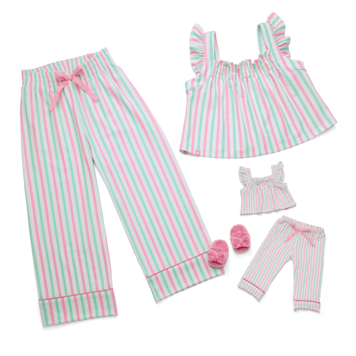 Raquel's™ Coastal Stripes Pajamas for 18-inch Dolls (Girl of the Year™ 2026)