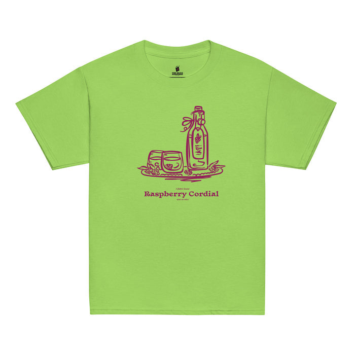 Raspberry Cordial Youth T-shirt - The Bean Workshop - Anne of Green Gables, Anne Shirley Fandom, Cordial Bottle Motif, Cottagecore Aesthetic, Crimson Berry Illustration, Gift for Young Book Lovers, Kids Anne of Green Gables Shirt, L.M. Montgomery, Raspberry Cordial Youth Tee for Young Readers, Vintage Sketch Style, Youth T-Shirt