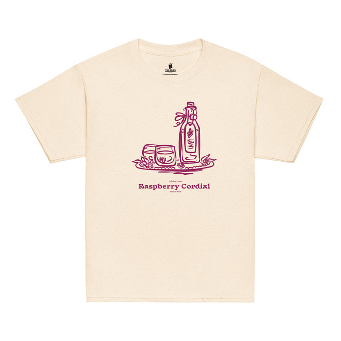 Raspberry Cordial Youth T-shirt - The Bean Workshop - Anne of Green Gables, Anne Shirley Fandom, Cordial Bottle Motif, Cottagecore Aesthetic, Crimson Berry Illustration, Gift for Young Book Lovers, Kids Anne of Green Gables Shirt, L.M. Montgomery, Raspberry Cordial Youth Tee for Young Readers, Vintage Sketch Style, Youth T-Shirt