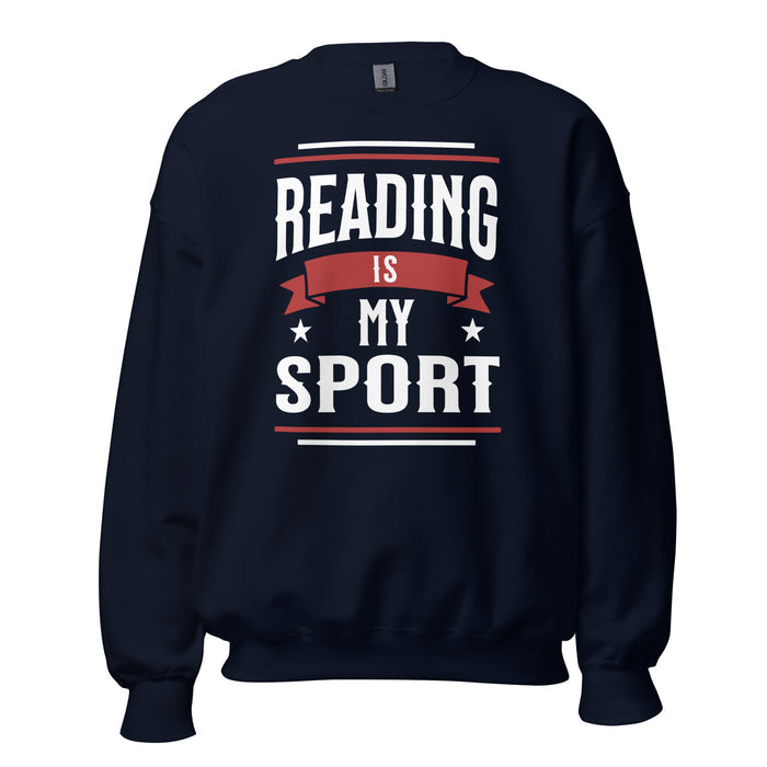 Reading Is My Sport Sweater - The Bean Workshop - Bookaholic, Bookish Apparel, Bookish Humor, Bookworm Sweatshirt, Comfort Wear, Cozy Reader Crewneck, Funny Quote, Funny Valentine's Gift for Book Lover, Gift for Readers, Loungewear, Reading Is My Sport Sweatshirt, Retro Athletic, sweatshirt, Varsity